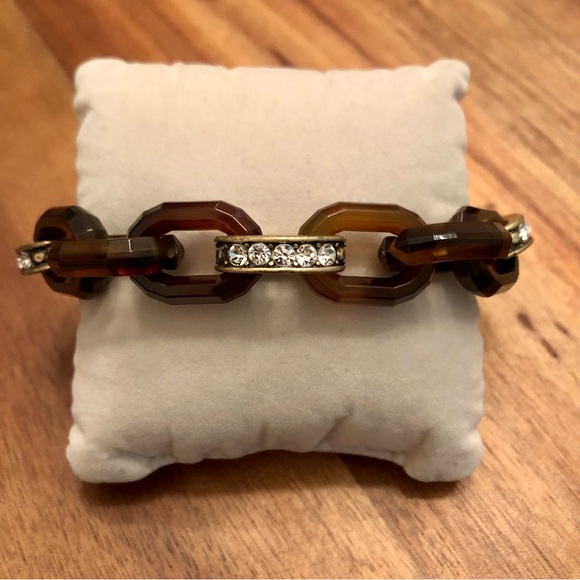 J.Crew | Acetate and Crystal Link Bracelet | 8” Adjustable - Picture 1 of 4